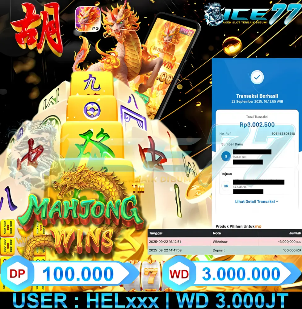 ICE77 JACKPOT RTP SLOT GACOR Rp.3.300.000.,- LUNAS