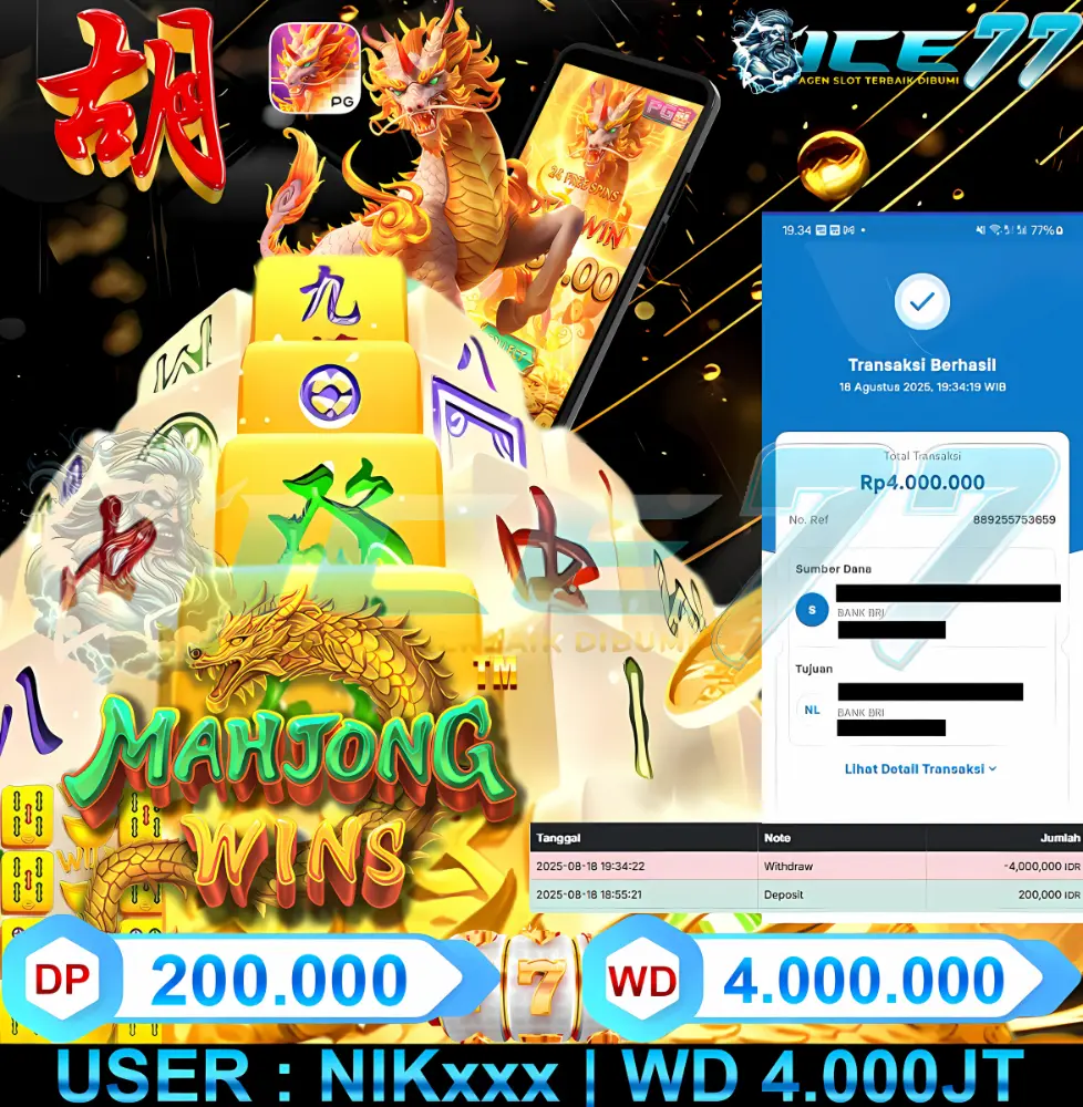 ICE77 JACKPOT RTP SLOT GACOR Rp.3.300.000.,- LUNAS