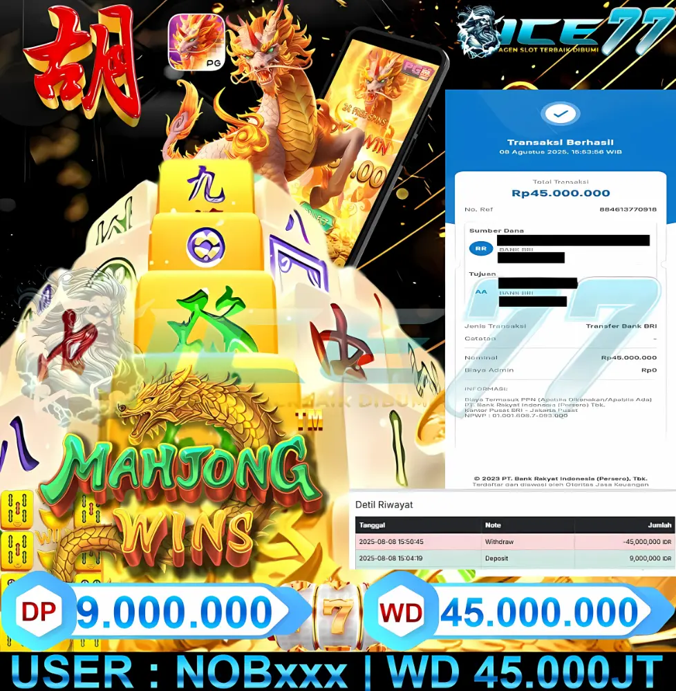 ICE77 JACKPOT RTP SLOT GACOR Rp.45.000.000.,- LUNAS